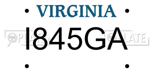 I845GA Virginia License Plate