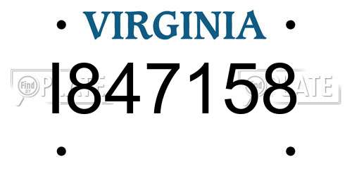 I847158 Virginia License Plate