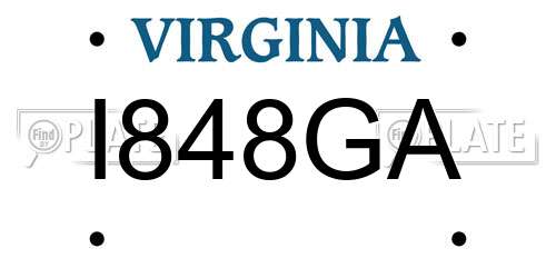 I848GA Virginia License Plate