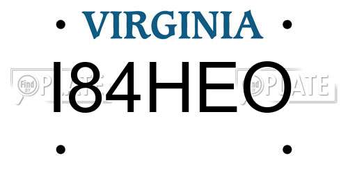 I84HEO Virginia License Plate