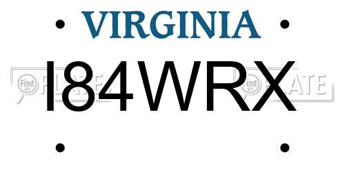 I84WRX Virginia License Plate