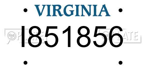 I851856 Virginia License Plate