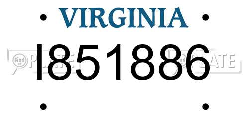 I851886 Virginia License Plate