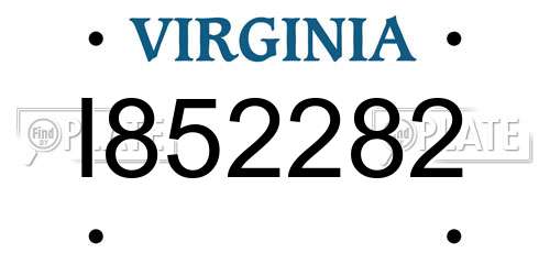 I852282 Virginia License Plate
