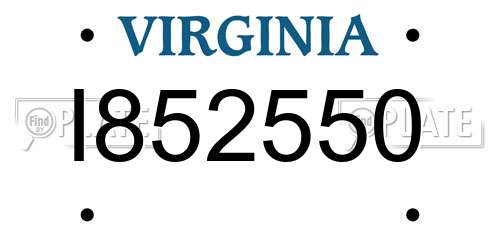 I852550 Virginia License Plate