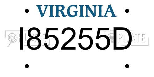 I85255D Virginia License Plate