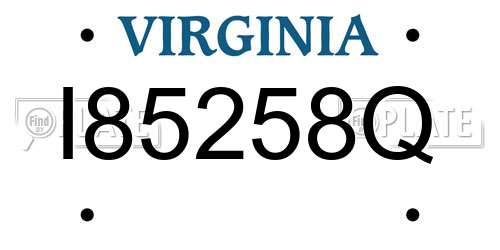 I85258Q Virginia License Plate