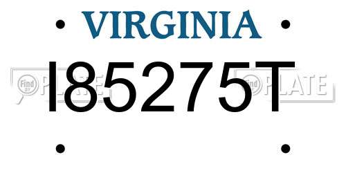 I85275T Virginia License Plate