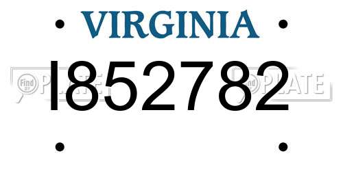 I852782 Virginia License Plate