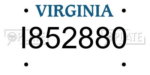 I852880 Virginia License Plate