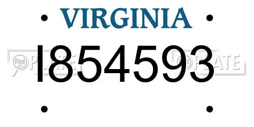 I854593 Virginia License Plate