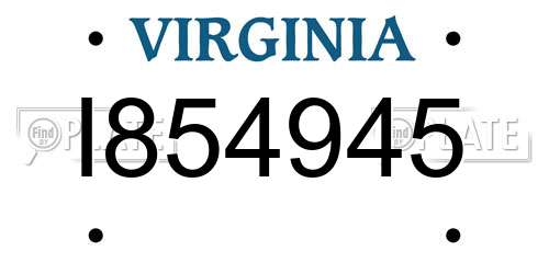 I854945 Virginia License Plate