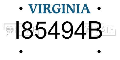 I85494B Virginia License Plate