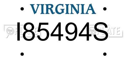 I85494S Virginia License Plate