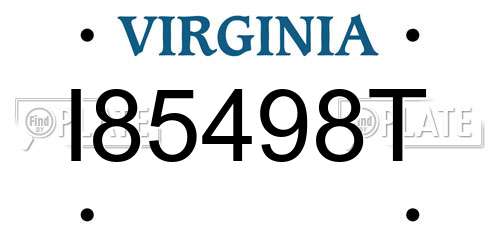 I85498T Virginia License Plate