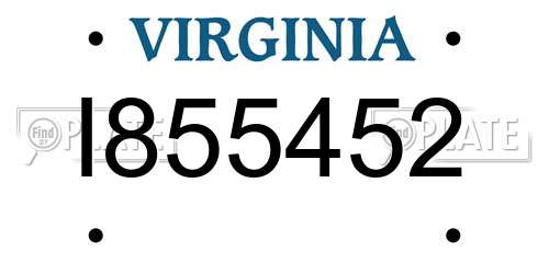 I855452 Virginia License Plate
