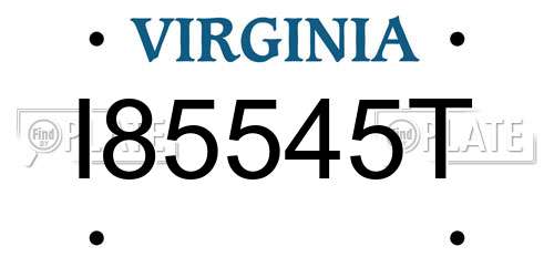 I85545T Virginia License Plate