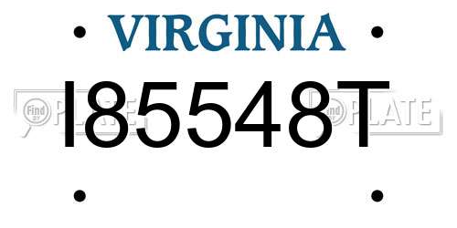 I85548T Virginia License Plate