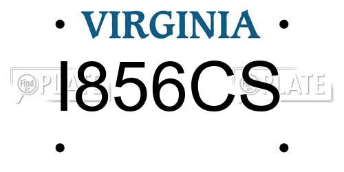 I856CS Virginia License Plate