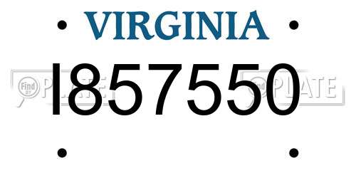 I857550 Virginia License Plate