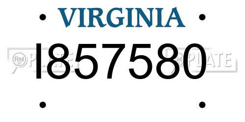 I857580 Virginia License Plate
