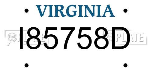 I85758D Virginia License Plate