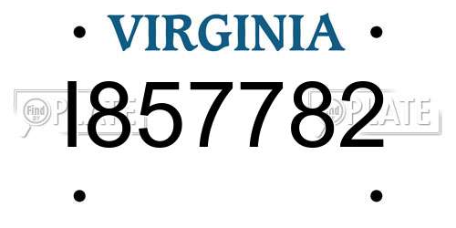 I857782 Virginia License Plate