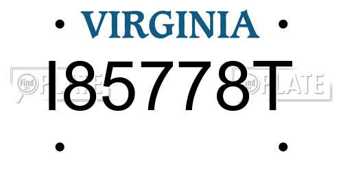 I85778T Virginia License Plate