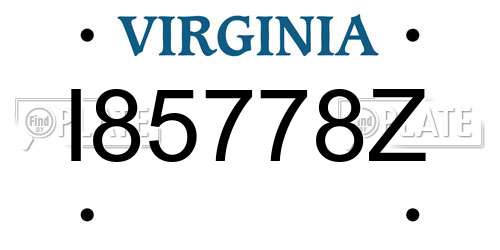 I85778Z Virginia License Plate