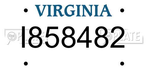 I858482 Virginia License Plate