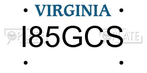 I85GCS Virginia License Plate