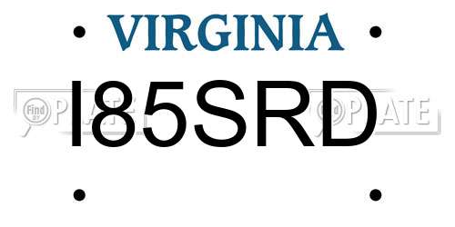 I85SRD Virginia License Plate