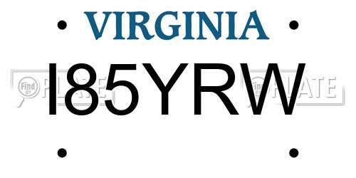 I85YRW Virginia License Plate