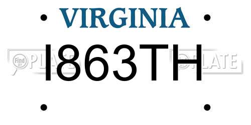 I863TH Virginia License Plate