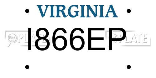 I866EP Virginia License Plate