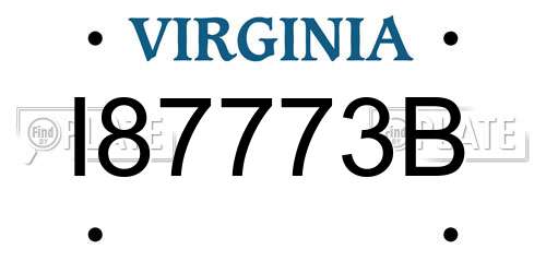I87773B Virginia License Plate