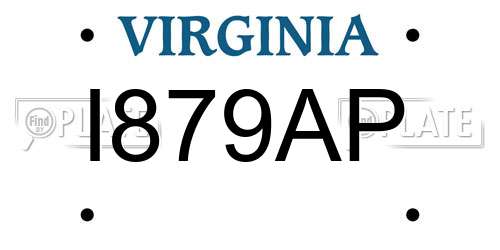 I879AP Virginia License Plate