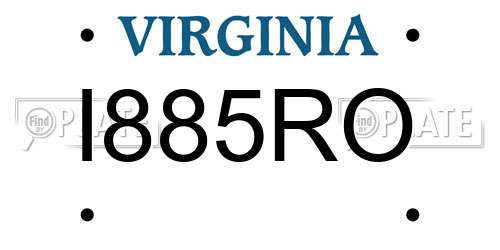 I885RO Virginia License Plate