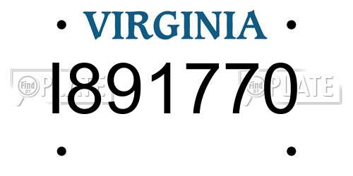 I891770 Virginia License Plate