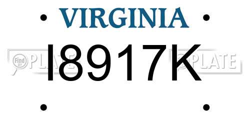 I8917K Virginia License Plate