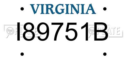 I89751B Virginia License Plate