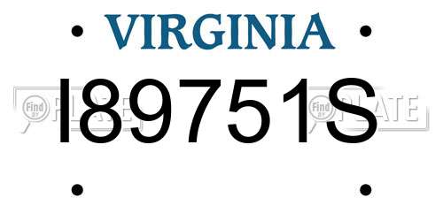 I89751S Virginia License Plate
