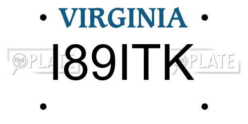 I89ITK Virginia License Plate