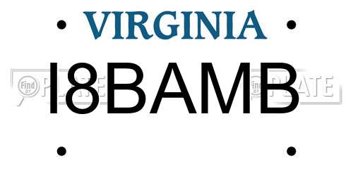 I8BAMB Virginia License Plate