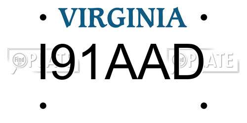 I91AAD Virginia License Plate