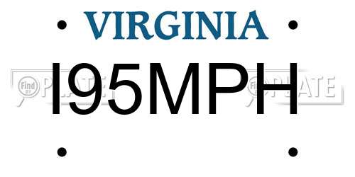 I95MPH Virginia License Plate