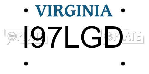 I97LGD Virginia License Plate