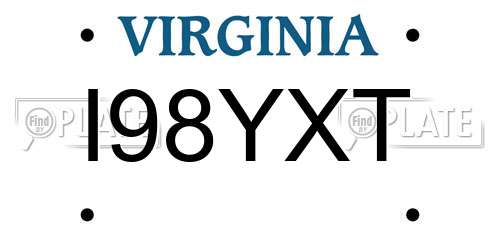 I98YXT Virginia License Plate
