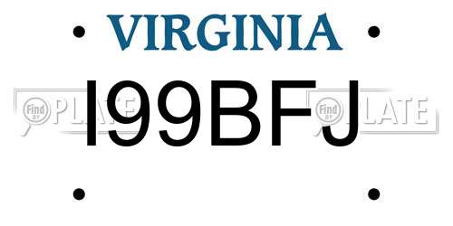 I99BFJ Virginia License Plate