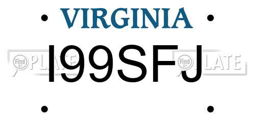 I99SFJ Virginia License Plate